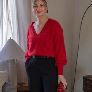 Cozy Red V-Neck Brushed Cashmere Sweater from J. Crew